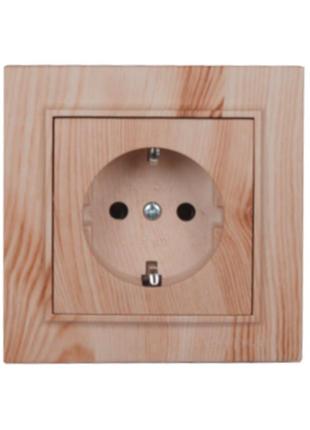 Розетка із заземленням 16 а enzo світле дерево