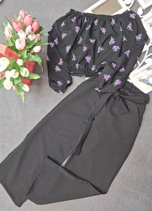 Стильный костюм (брюки палаццо и блуза-топ)