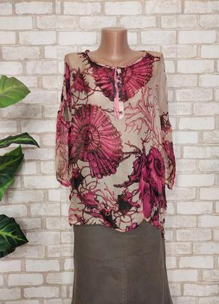 Нова невагома легка літня блуза зі 100% шовку в барвистий принт, розмір м-л