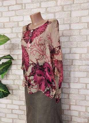Новая невесомая легкая летняя блуза со 100 % шелка в красочный принт, размер м-л5 фото