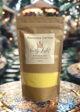 Насыпная свеча (пальмовый насыпной воск) 200 грамм желтого цвета + 20 см. фитиля