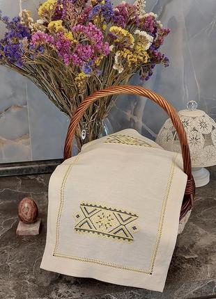 Полотенце салфетка на корзину (на пасху), ручна вишивка шелком1 фото