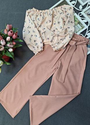 Стильный костюм (брюки палаццо и блуза-топ)