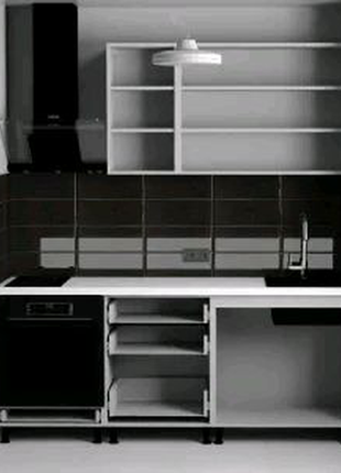 Кухня 2 метри комбінована чорно-біла глянцева2 фото