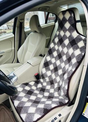 Накидка на автомобільне сидіння з овечої шерсті з підголовником