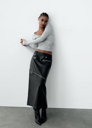 Спідниця-трансформер зі штучної шкіри zara