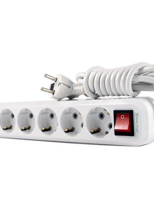 Подовжувач 6 гнізд з кнопкою з/з 5м