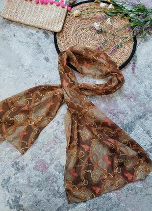 Итальянский шифоновый винтажный шарфик(39 см на 160 см)