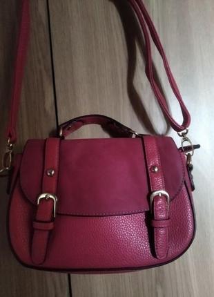 Сумка клатч яскраво рожева сумочка жін шкіра з замшею