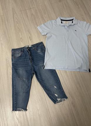 Футболка 👕 поло вместе с шортами джинсовыми