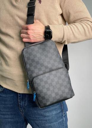 Мужская кожаная сумка слинг в стиле louis vuitton