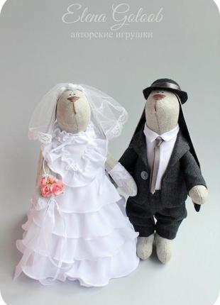 Свадебная пара зайчиков ретро