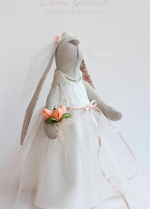 Пара зайцев "персиковая свадьба"4 фото