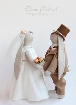 Пара зайців "персикова весілля"2 фото