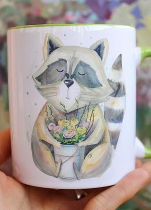 Чашка з енотом "весна-це хороший привід для щастя"