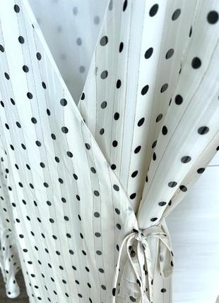 Романтичнаасиметрична  сукня плаття шифон в горох на запах бренд shein6 фото