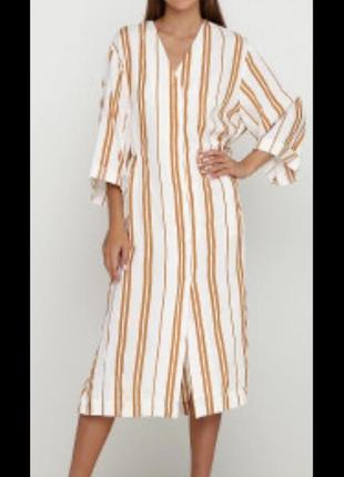 Платье миди из льна, вискозы и лиоцелла.