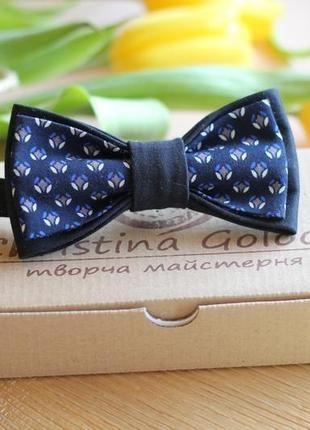 Бабочка двойная  синяя с геометрическим рисунком