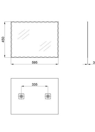 Дзеркало tani 140.07.12 настінне прямокутне, з декором 450х600 мм3 фото