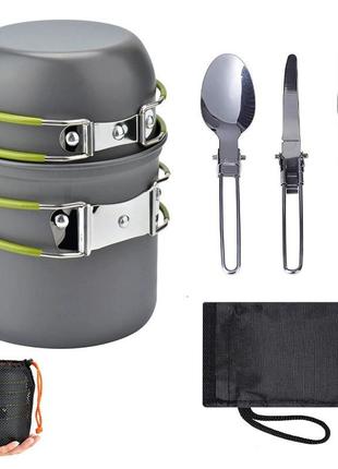 Набор посуды туристический cooking set ds-101 green