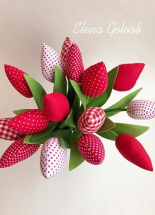 Текстильные тюльпаны ( букет)4 фото