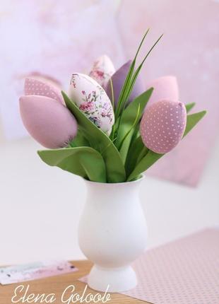 Тюльпаны текстильные розово-сиреневые