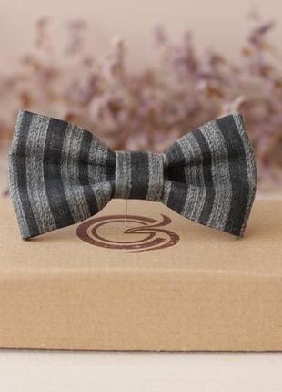 Галстук бабочка полоска серо-графитовый