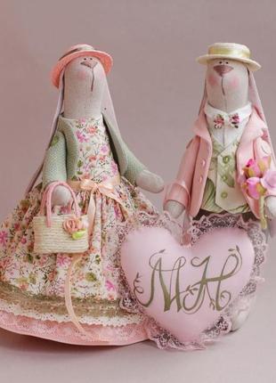 Весільні зайчика рожево-салатові