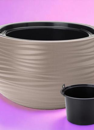 Горшок с вкладкой сахара шар ⌀ 32 см, серо-бежевый