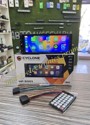 Автомагнитола cyclone mp-5001 1 din c экраном 6.9дюймов android auto и carplay,bluetooth сенсорный дисплей