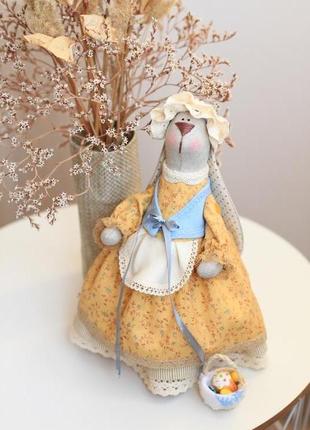 Зайка пасхальная желто-голубая