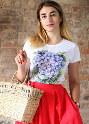 Футболка з авторським принтом "гортензія"