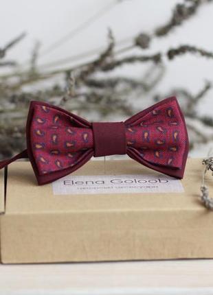 Метелик подвійний бордовий "пейслі" з тоненької вовни