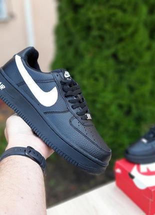 Мужские кроссовки nike air force 1 черные с белым низкие