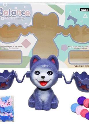 Игрушка детская умная обучающая интерактивная математическая игра-балансир "песик", синяя