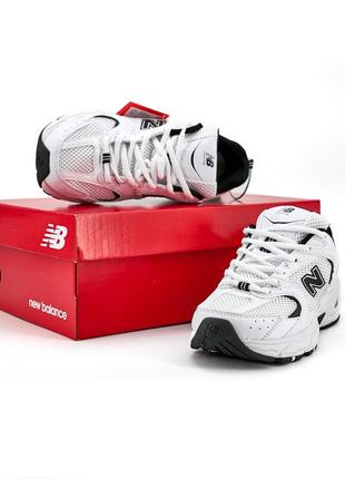 New balance 530 white black logo10 фото