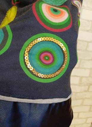 Фірмова desigual трикотажна спідниця міді з яскравим малюнком і паєтками, розмір с-ка8 фото