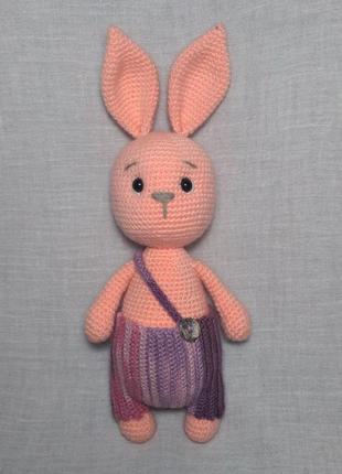 Заяць символ 2023 року в'язана іграшка ручна робота заец зайчик зайка зайчишка