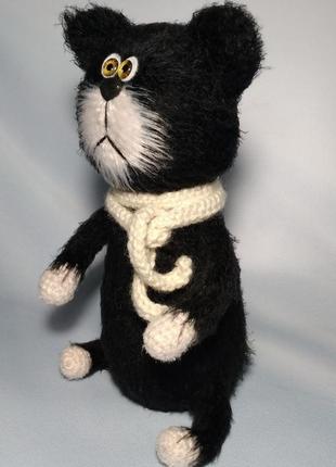 Чёрный кот вязаная игрушка ручная работа кошка котёнок5 фото