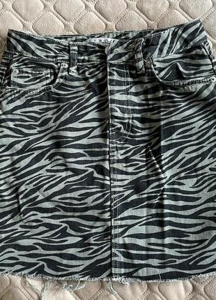 Стильна джинсова спідниця зебра, хакі xs