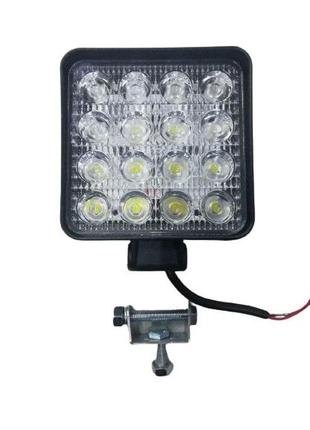 Світлодіодна фара-прожектор додаткова робоча 16led 12-24вт, квадратна 108*108мм