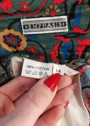Фирменная мега стильная пышная юбка миди со 100 % хлопка в красочный принт, размер хл9 фото