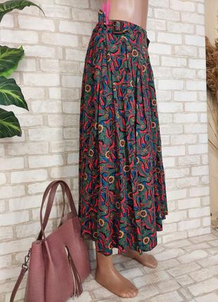 Фирменная мега стильная пышная юбка миди со 100 % хлопка в красочный принт, размер хл3 фото