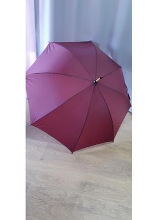 Зонт трость полуавтомат с деревянной ручкой вишневый