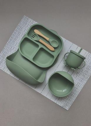 Набор детской силиконовой посуды для первого прикорма, 6 предметов