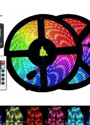 Комплект світлодіодна led стрічка лента 3528 smd rgb 5 м б/ж +...3 фото