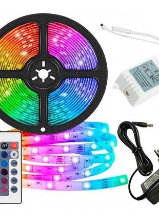 Комплект світлодіодна led стрічка лента 3528 smd rgb 5 м б/ж +...5 фото