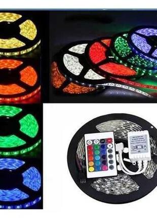 Комплект світлодіодна led стрічка лента 5050 smd rgb 5м б/ж пульт3 фото