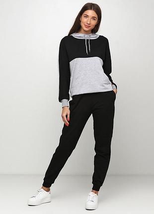 Костюм спортивный (кофта худи и штаны) хлопок 90373 черный