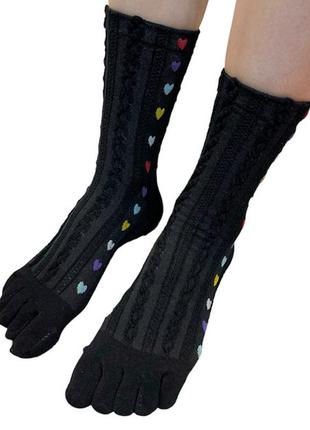 Шкарпетки на кожен палець із сердечками soda 37-40 чорний